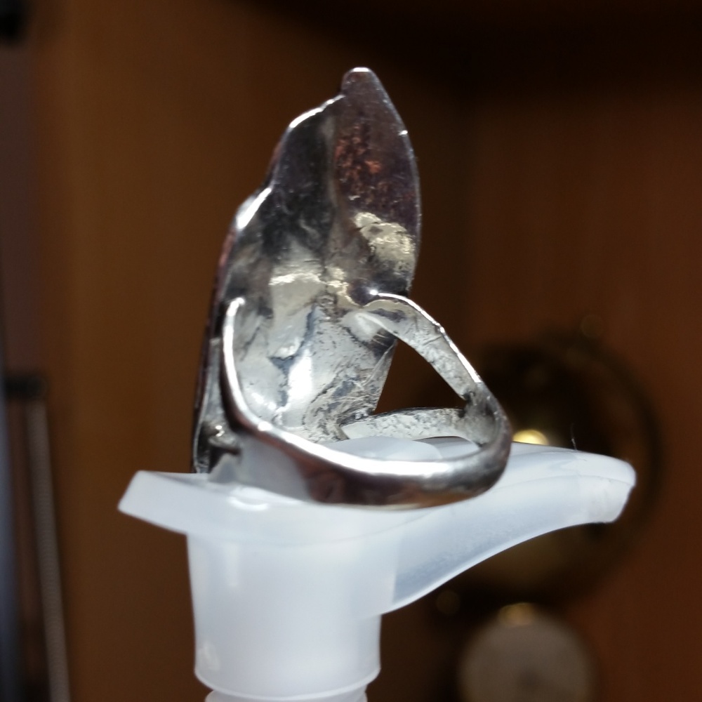 Vin. Bird inlayed Ring 925 Silver with blue green turquoise, red jasper from NM - Picture 4 of 5